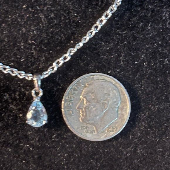 Topaz 10k Solid White Gold Pendant - Picture 3 of 4